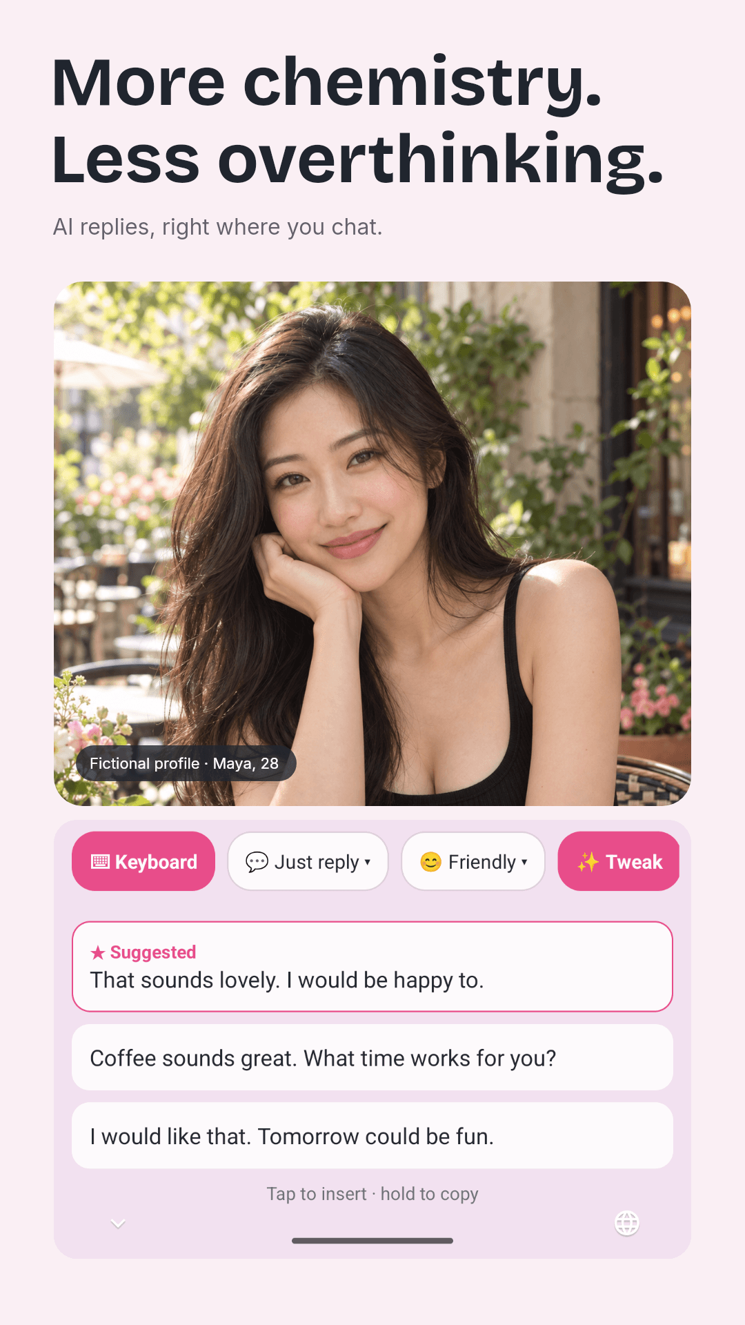 LoveDr AI Dating Keyboard in chat conversation